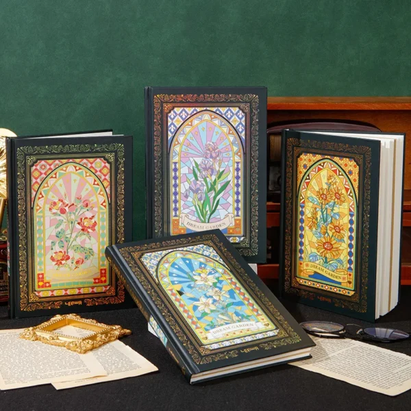 kf-S3933ba8126854bdbb83efa84bf5fd25eT A5 Vintage Journal – Gold Hardcover, Lined & Kraft Pages, Elegant Writing Notebook