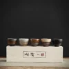 kf-S6364b03806384e8e977e1bbd903dd290h Japanese Tea Bowl Set – 5 Handmade Ceramic Cups with Gift Box | Wabi-Sabi Zen Style Decor