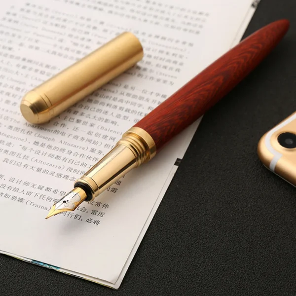 kf-S7520b389358545638bdc101e03500ba0g Luxury Wooden Fountain Pen – 0.5mm Bronze Calligraphy & Writing Gift