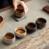 kf-S95f37eac39af43d9b143637e39aa70a8A Japanese Tea Bowl Set – 5 Handmade Ceramic Cups with Gift Box | Wabi-Sabi Zen Style Decor