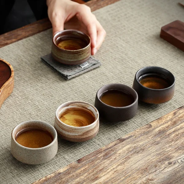 kf-S95f37eac39af43d9b143637e39aa70a8A Japanese Tea Bowl Set – 5 Handmade Ceramic Cups with Gift Box | Wabi-Sabi Zen Style Decor