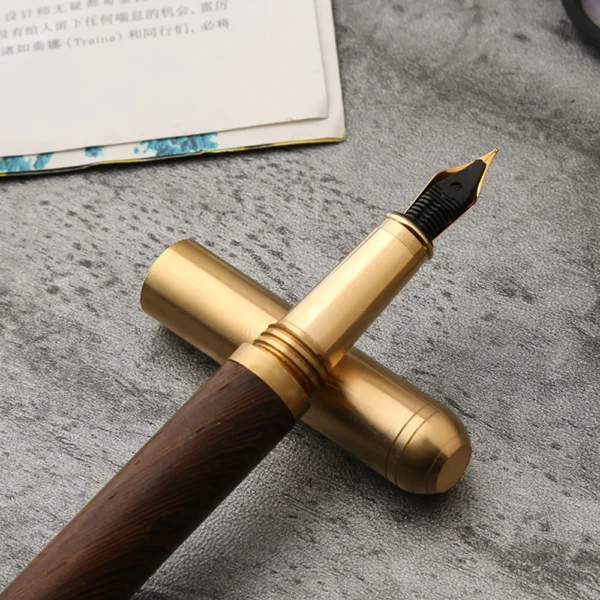 kf-Sb765253c16f5421581a0dfa6fb37ddc5I Luxury Wooden Fountain Pen – 0.5mm Bronze Calligraphy & Writing Gift