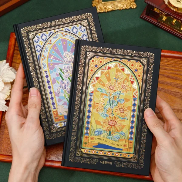 kf-Sc77ce2fdae0943d9adcf558bf0b30d5dk A5 Vintage Journal – Gold Hardcover, Lined & Kraft Pages, Elegant Writing Notebook