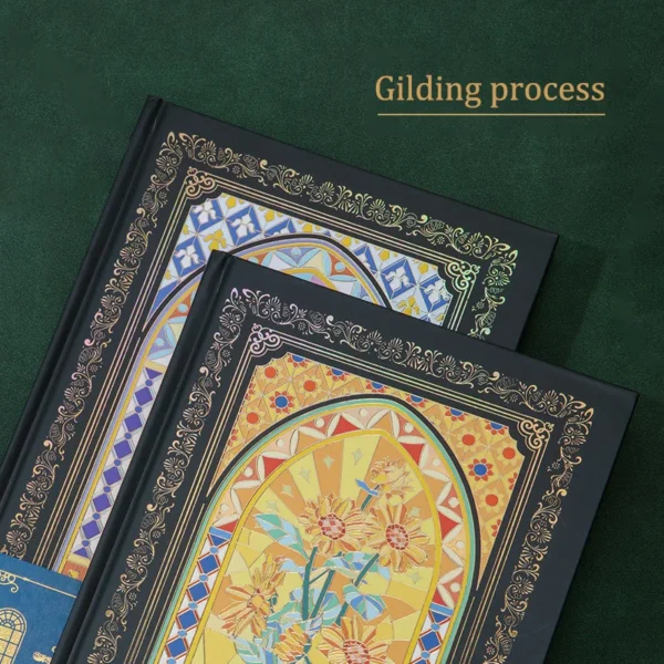 kf-Sf6535d9ea5a4467c84d833674039ea9eh A5 Vintage Journal – Gold Hardcover, Lined & Kraft Pages, Elegant Writing Notebook